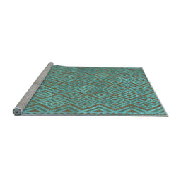 Sideview of Machine Washable Abstract Light Blue Contemporary Rug, wshcon714lblu