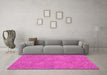Machine Washable Abstract Pink Contemporary Rug in a Living Room, wshcon714pnk