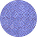 Round Abstract Blue Contemporary Rug, con714blu