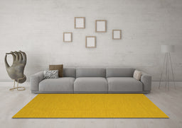 Machine Washable Abstract Yellow Contemporary Rug in a Living Room, wshcon715yw
