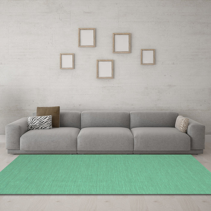Machine Washable Abstract Turquoise Contemporary Area Rugs in a Living Room,, wshcon715turq