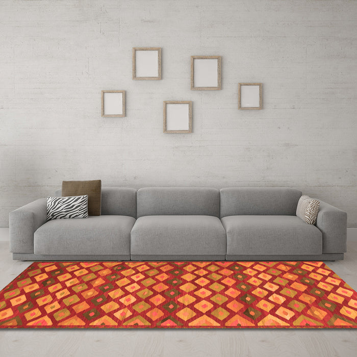 Machine Washable Oriental Orange Traditional Area Rugs in a Living Room, wshcon717org