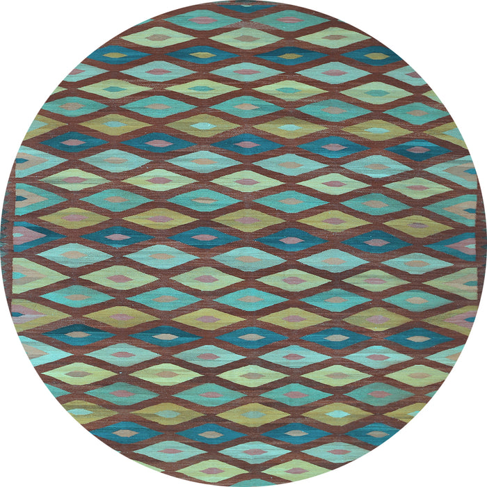 Round Oriental Light Blue Traditional Rug, con717lblu