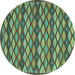 Round Machine Washable Oriental Turquoise Traditional Area Rugs, wshcon717turq