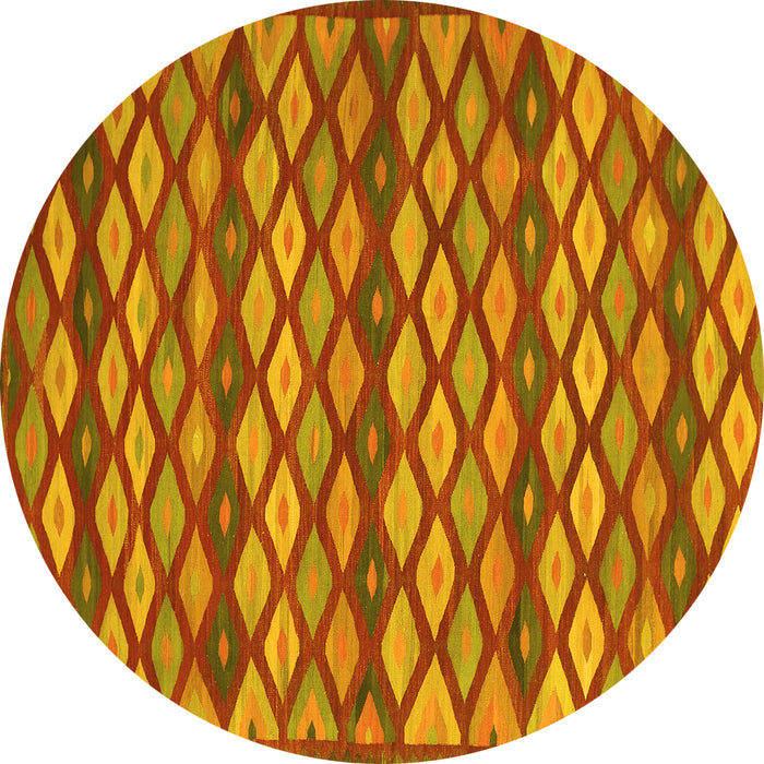 Round Oriental Yellow Traditional Rug, con717yw