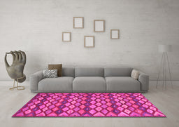 Machine Washable Oriental Pink Traditional Rug in a Living Room, wshcon717pnk
