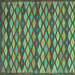 Square Oriental Turquoise Traditional Rug, con717turq