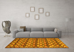 Machine Washable Oriental Yellow Traditional Rug in a Living Room, wshcon717yw
