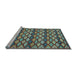 Sideview of Machine Washable Oriental Light Blue Traditional Rug, wshcon717lblu