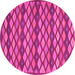 Round Machine Washable Oriental Pink Traditional Rug, wshcon717pnk