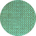 Round Abstract Turquoise Contemporary Rug, con718turq