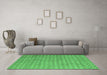 Machine Washable Abstract Emerald Green Contemporary Area Rugs in a Living Room,, wshcon718emgrn