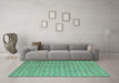 Machine Washable Abstract Turquoise Contemporary Area Rugs in a Living Room,, wshcon718turq