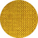 Round Abstract Yellow Contemporary Rug, con718yw