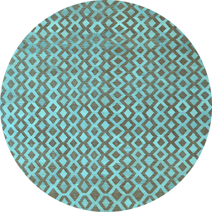 Round Abstract Light Blue Contemporary Rug, con718lblu