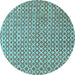 Round Abstract Light Blue Contemporary Rug, con718lblu