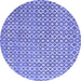 Round Abstract Blue Contemporary Rug, con718blu