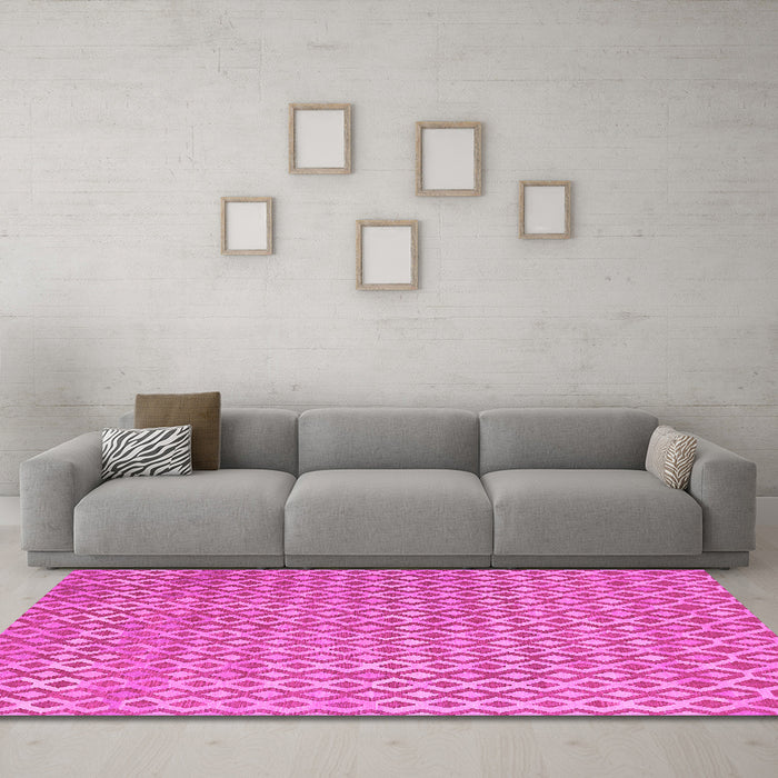 Machine Washable Abstract Pink Contemporary Rug in a Living Room, wshcon718pnk