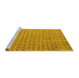 Sideview of Machine Washable Abstract Yellow Contemporary Rug, wshcon718yw