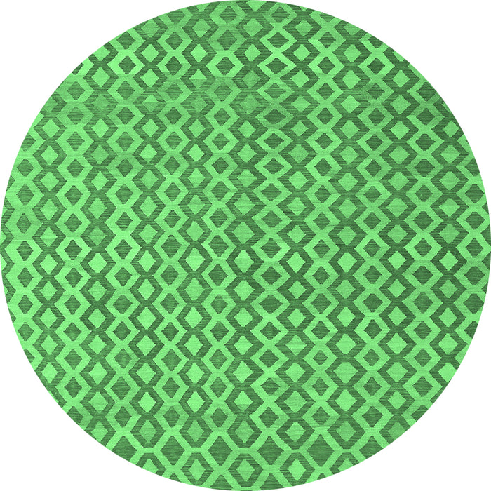 Round Abstract Emerald Green Contemporary Rug, con718emgrn