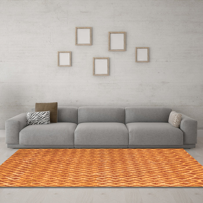 Machine Washable Abstract Orange Contemporary Area Rugs in a Living Room, wshcon718org