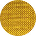 Round Machine Washable Abstract Yellow Contemporary Rug, wshcon718yw