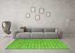 Machine Washable Abstract Green Contemporary Area Rugs in a Living Room,, wshcon718grn