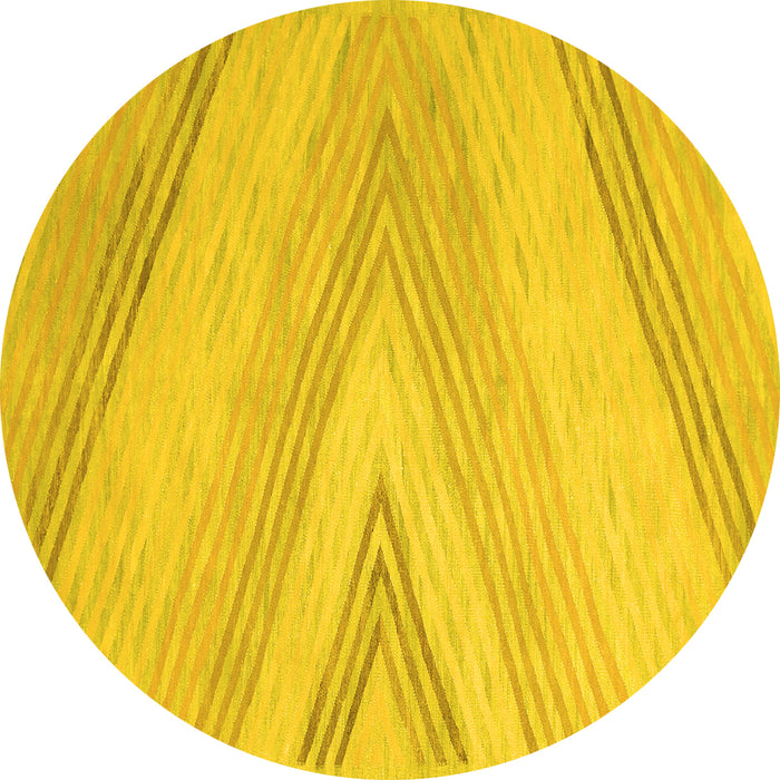 Round Machine Washable Abstract Yellow Contemporary Rug, wshcon719yw