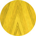 Round Machine Washable Abstract Yellow Contemporary Rug, wshcon719yw