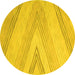 Round Abstract Yellow Contemporary Rug, con719yw