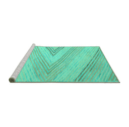 Sideview of Machine Washable Abstract Turquoise Contemporary Area Rugs, wshcon719turq