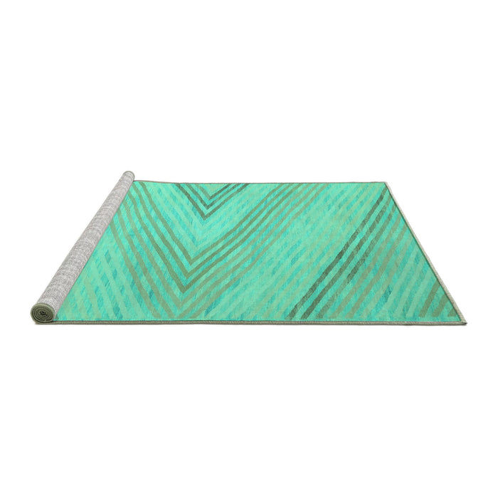 Sideview of Machine Washable Abstract Turquoise Contemporary Area Rugs, wshcon719turq