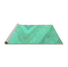 Sideview of Machine Washable Abstract Turquoise Contemporary Area Rugs, wshcon719turq
