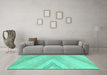 Machine Washable Abstract Turquoise Contemporary Area Rugs in a Living Room,, wshcon719turq