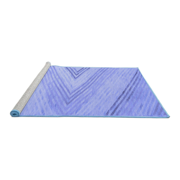 Sideview of Machine Washable Abstract Blue Contemporary Rug, wshcon719blu