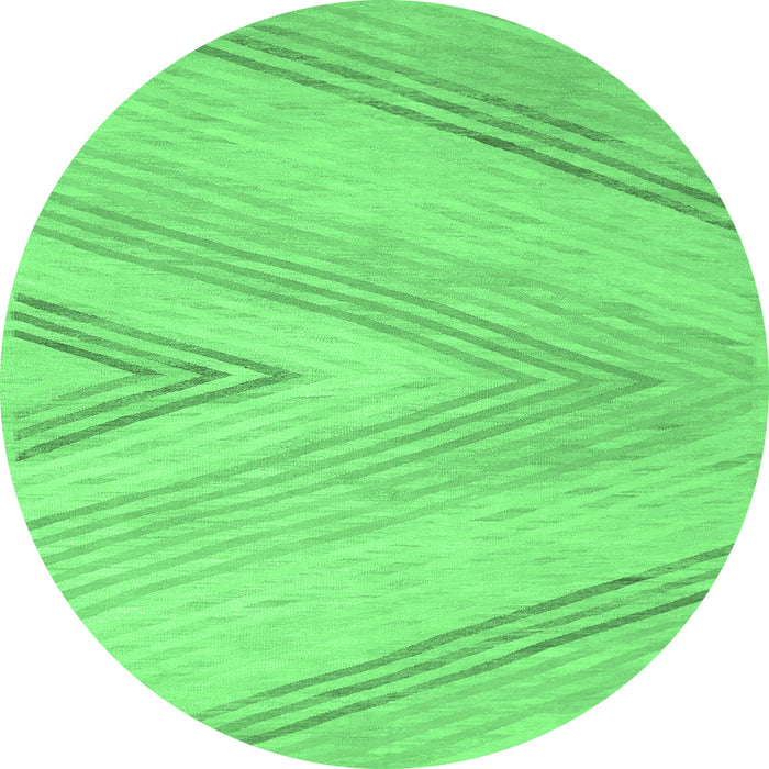 Round Machine Washable Abstract Emerald Green Contemporary Area Rugs, wshcon719emgrn