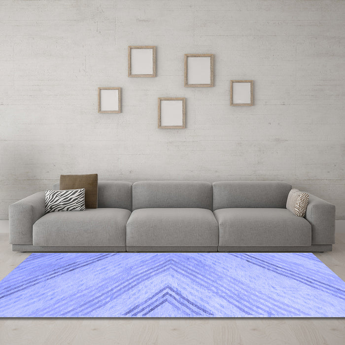 Machine Washable Abstract Blue Contemporary Rug in a Living Room, wshcon719blu