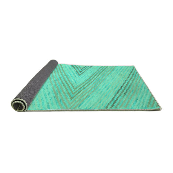 Sideview of Abstract Turquoise Contemporary Rug, con719turq