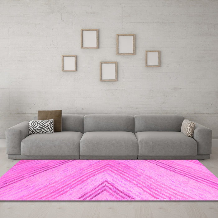 Machine Washable Abstract Pink Contemporary Rug in a Living Room, wshcon719pnk