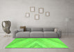 Machine Washable Abstract Green Contemporary Area Rugs in a Living Room,, wshcon719grn
