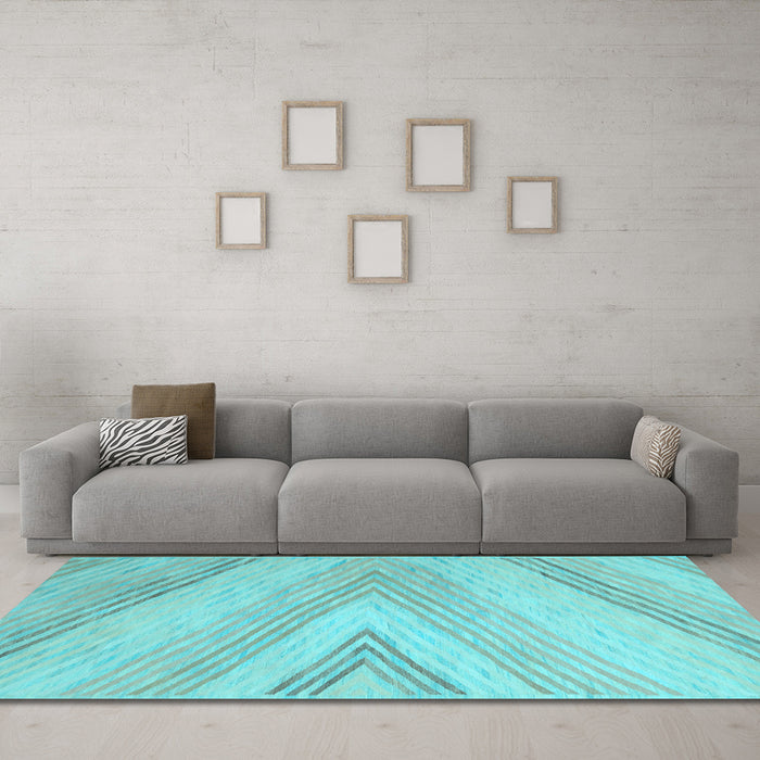Machine Washable Abstract Light Blue Contemporary Rug in a Living Room, wshcon719lblu