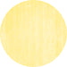 Round Machine Washable Solid Yellow Modern Rug, wshcon71yw