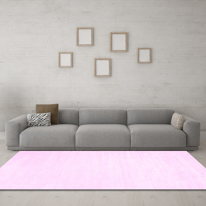 Machine Washable Solid Pink Modern Rug in a Living Room, wshcon71pnk