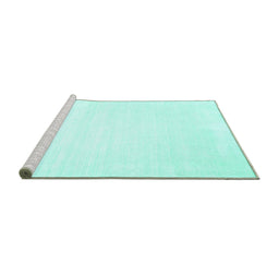 Sideview of Machine Washable Solid Turquoise Modern Area Rugs, wshcon71turq