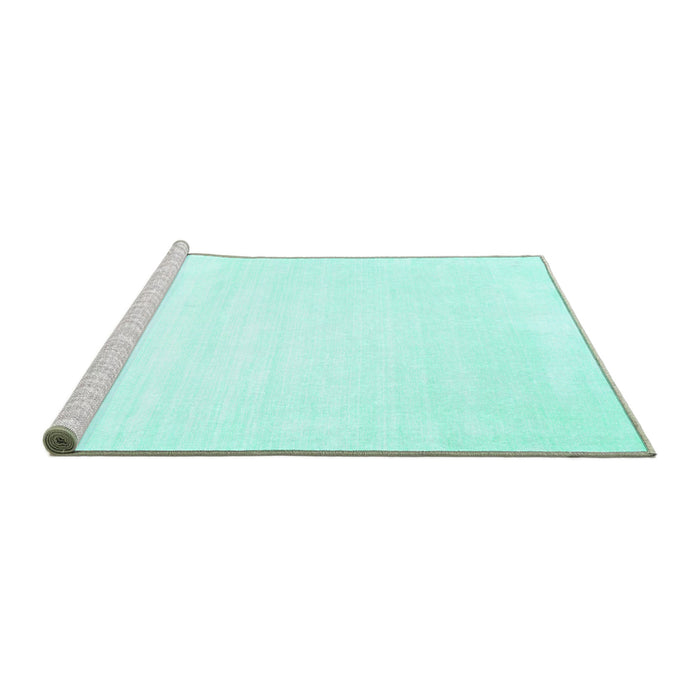 Sideview of Machine Washable Solid Turquoise Modern Area Rugs, wshcon71turq