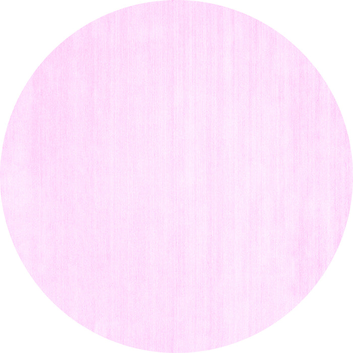 Round Machine Washable Solid Pink Modern Rug, wshcon71pnk