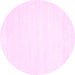 Round Machine Washable Solid Pink Modern Rug, wshcon71pnk