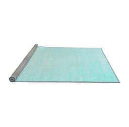 Sideview of Machine Washable Solid Light Blue Modern Rug, wshcon71lblu