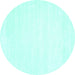 Round Machine Washable Solid Turquoise Modern Area Rugs, wshcon71turq