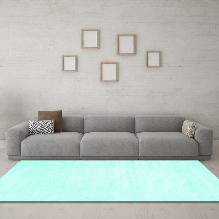 Machine Washable Solid Turquoise Modern Area Rugs in a Living Room,, wshcon71turq
